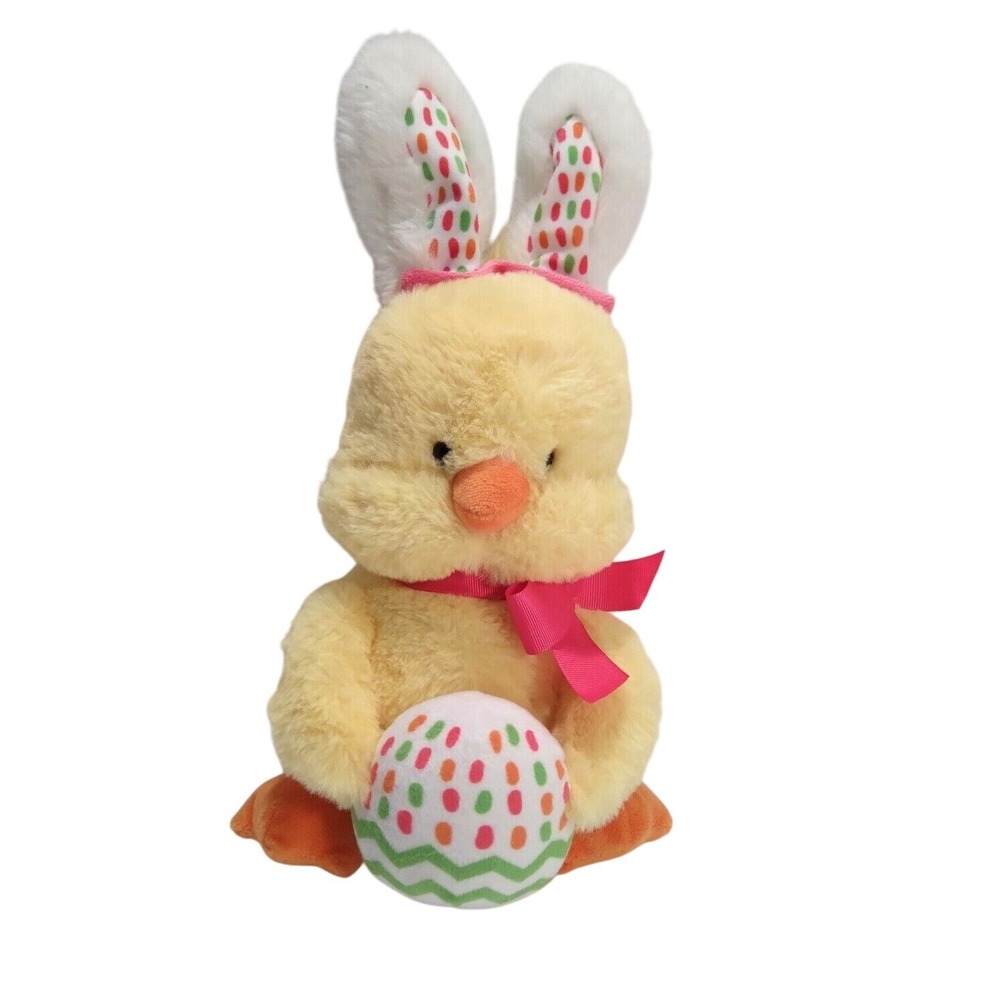 Sound‎ N Light Animatronics Easter Chick Plush Bunny Ears Polka Dot Egg 12 Inch
